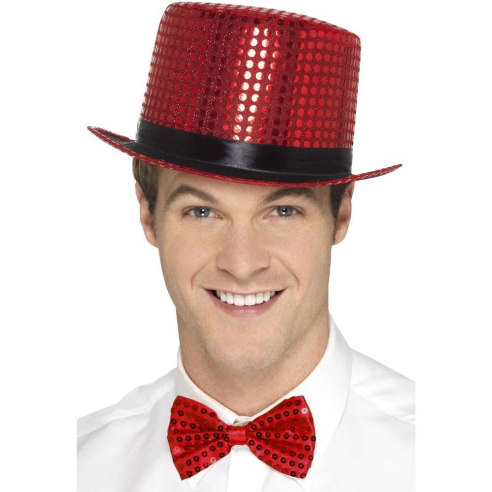 Smiffys Sequin Top Hat / Red